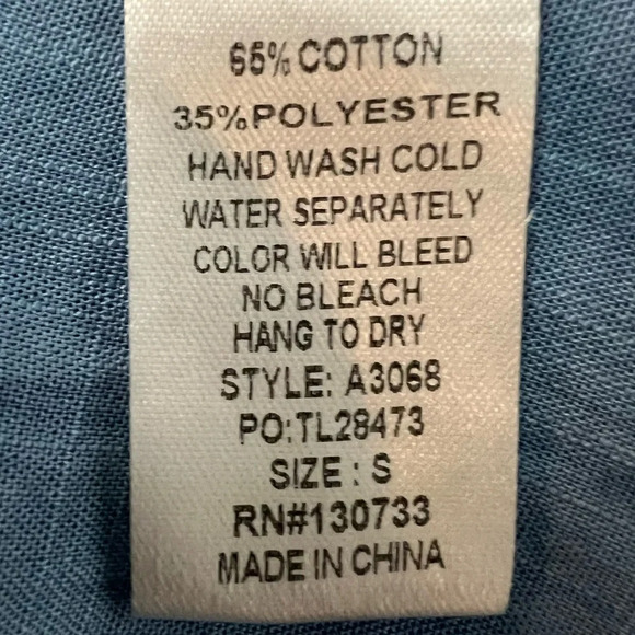 Umgee Chambray Mini Lace Button Dress. Size Small. - Picture 11 of 12